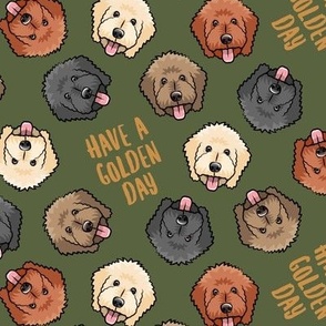 have a golden day - Goldendoodles - dog breed - olive green - LAD20