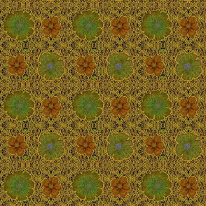 6" MINI Hand painted Ochre/Olive Exotic Floral
