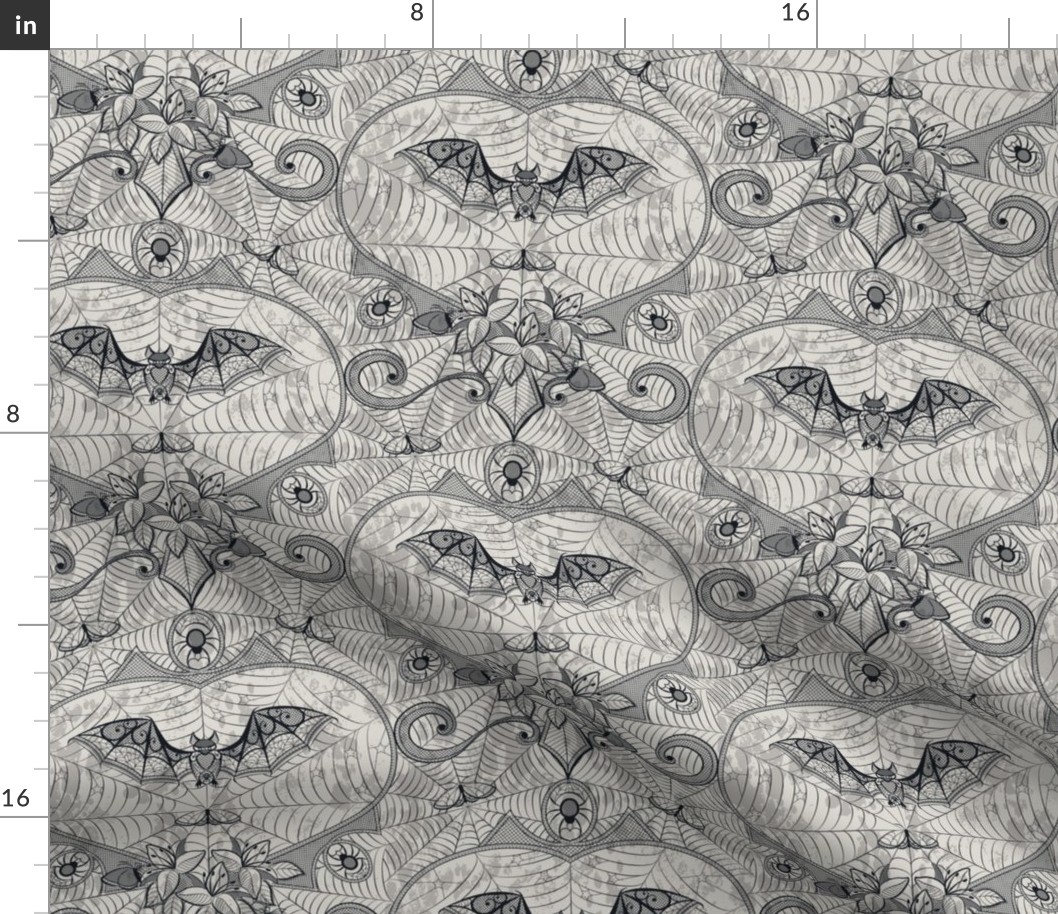 Gothic Lace-Bats-light grey