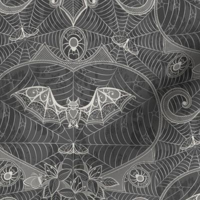 Gothic Lace-Bats-grey on grey