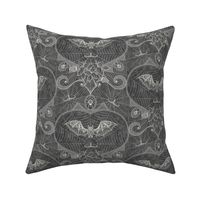 Gothic Lace-Bats-grey on grey