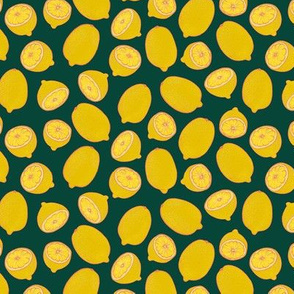 Lemons on Forest Green - Small