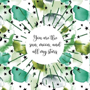 9" square: olive // you are the sun, moon, and all my stars