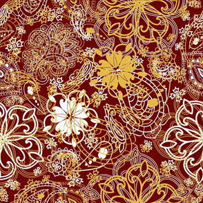 Paisley Textured red dk gold