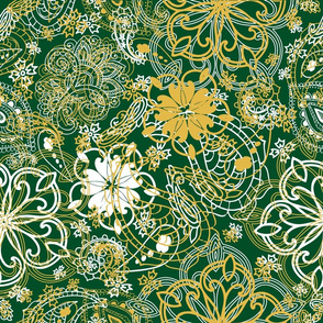 Paisley Textured green dk gold