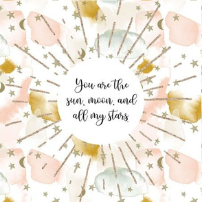 9" square: blush sage and gold // you are the sun, moon, and all my stars