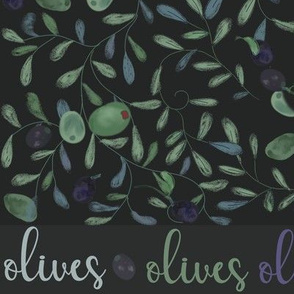 Olives Olives Olives Tea Towel - Black