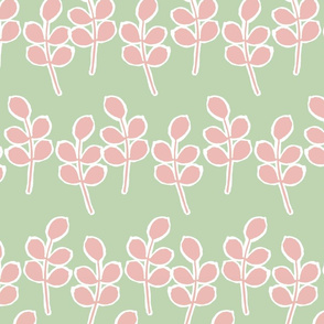 Dancing Leaves – Pink on Mint