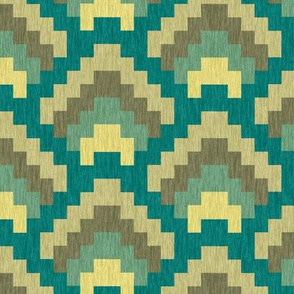 Bargello Mountain Range Grayed Tans and Greens and Teal