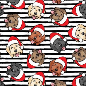 Christmas Goldendoodles - black stripes - Santa dogs - LAD20