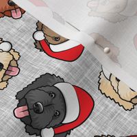 Christmas Goldendoodles - grey - Santa dogs - LAD20