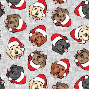 Christmas Goldendoodles - grey - Santa dogs - LAD20