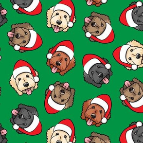 Christmas Goldendoodles - green - Santa dogs - LAD20