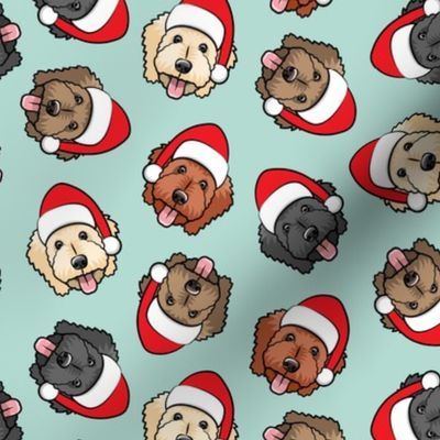 Christmas Goldendoodles - mint - Santa dogs - LAD20