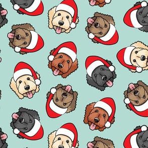 Christmas Goldendoodles - mint - Santa dogs - LAD20