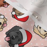 Christmas Goldendoodles - polka dots on pink - Santa dogs - LAD20