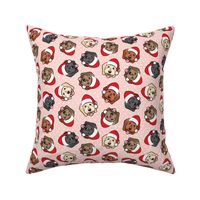 Christmas Goldendoodles - polka dots on pink - Santa dogs - LAD20