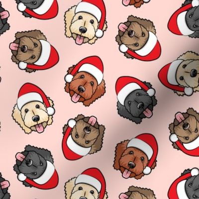 Christmas Goldendoodles - pink - Santa dogs - LAD20