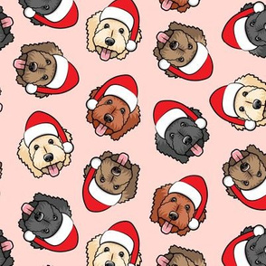 Christmas Goldendoodles - pink - Santa dogs - LAD20