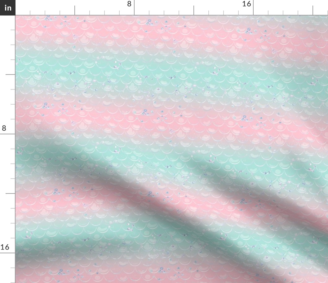 Mermaid Glitter Scales // Pastel pink teal