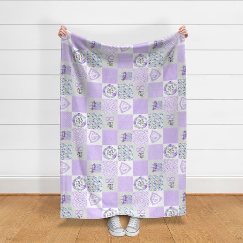 LDS/Mormon Baptism//Purple - Wholecloth Cheater Quilt - Rotated