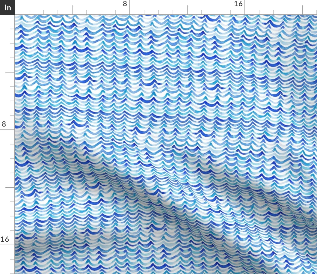 Watercolour Waves – Blue on white