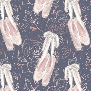 Ballerina | Ballet Shoes Floral Outlines Rose Gold