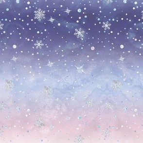 Winter Watercolor Snowflake Sky