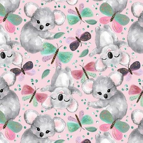 Springtime Koalas & Butterflies // pink