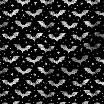  Watercolor Bats Grey on Black 1/2 Size