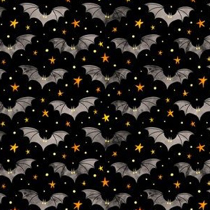 Watercolor Bats Grey with Yellow Stars 1/2 Size