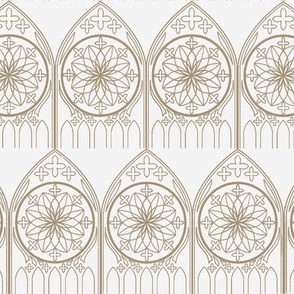 cathedral windows taupe & white