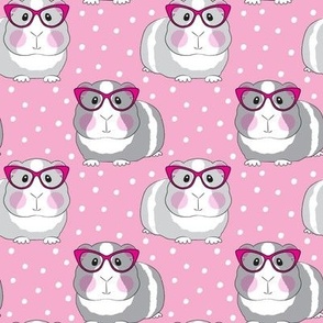 medium hipster guinea pigs on pink