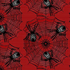 Eerie Arachnid Spider Trio / Web - Red/Grey 