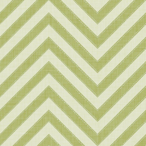 Lime green and ivory chevrons with dotted detail convey a lively, sophisticated energy.