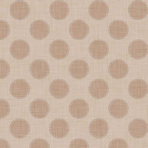 Hand-stitched taupe dots on beige for a sophisticated, cozy pattern.