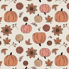 Fall Pumpkins Two Directional on Cream