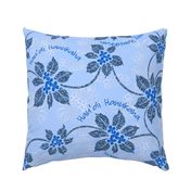 Hawaiian Holly Hanukkah Glittery Blue Floral