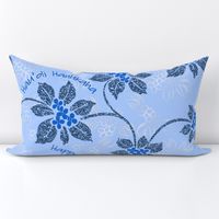 Hawaiian Holly Hanukkah Glittery Blue Floral