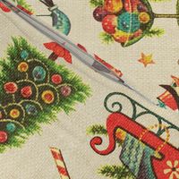 Vintage Retro Christmas on Aged Linen - large scale