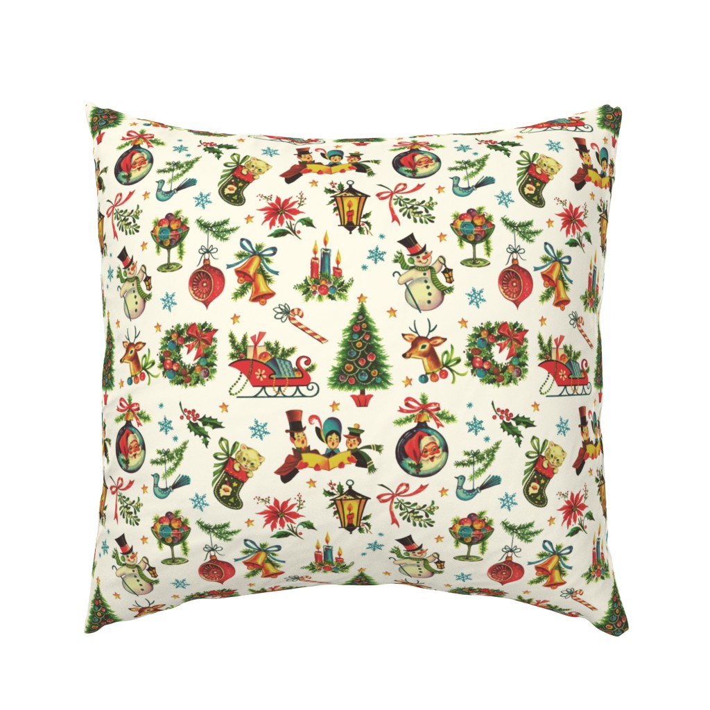 Vintage Retro Christmas on Cream - medium scale