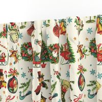 Vintage Retro Christmas on Cream - medium scale