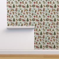 Vintage Retro Christmas on Cream - medium scale