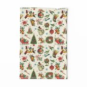 Vintage Retro Christmas on Cream - medium scale