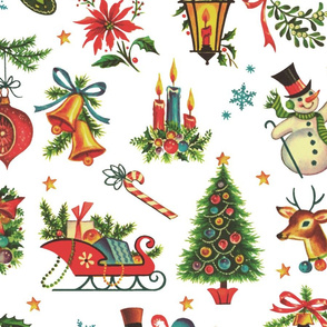 Vintage Retro Christmas on White - large scale