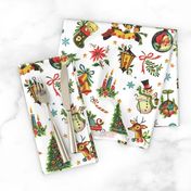 Vintage Retro Christmas on White - medium scale