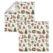 Vintage Retro Christmas on White - medium scale