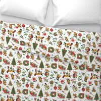 Vintage Retro Christmas on White - medium scale