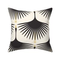 Art Deco Swans - Black on Cream - 12" wingspan