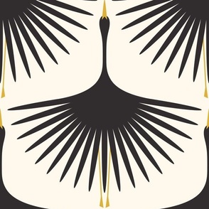 Art Deco Swans - Black on Cream - 12" wingspan